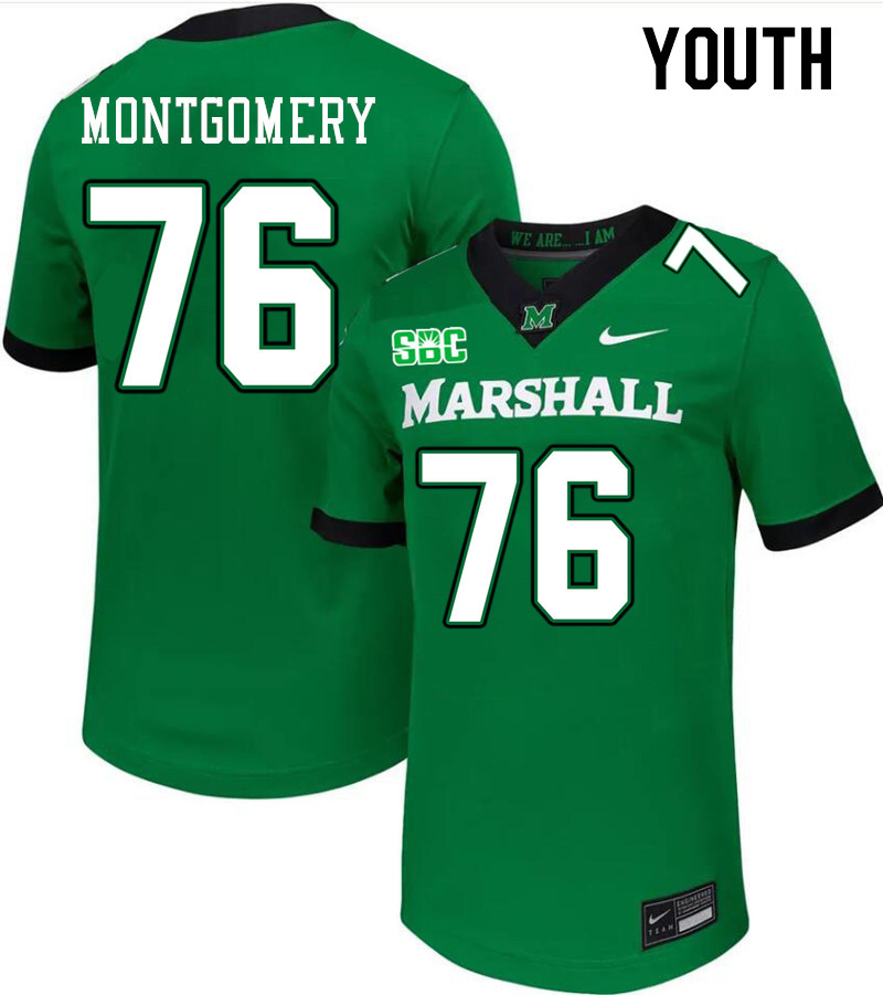 Youth #76 Tariq Montgomery Marshall Thundering Herd SBC Conference College Football Jerseys Stitched